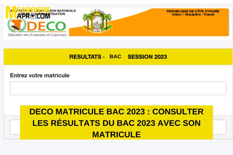 DECO matricule BAC 2023 : Consulter les résultats du BAC 2023 avec son matricule