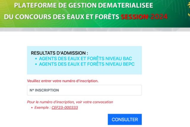 Résultats concours Eaux et Forêts 2024 Côte d'Ivoire