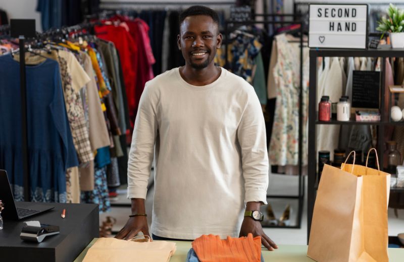 Jeune entrepreneur en Afrique francophone lançant son activité