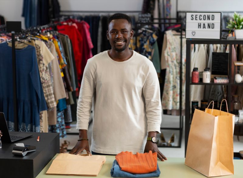 Jeune entrepreneur en Afrique francophone lançant son activité