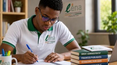 candidat préparant le concours ENA Côte d'Ivoire avec documents de révision – MaCarrierePro