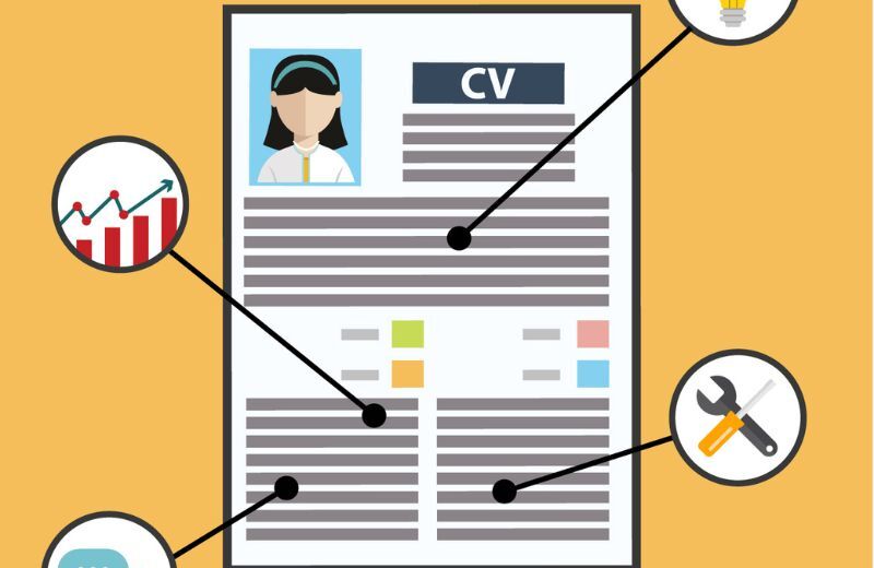 schéma structure complète d'un CV professionnel avec toutes les sections expliquées