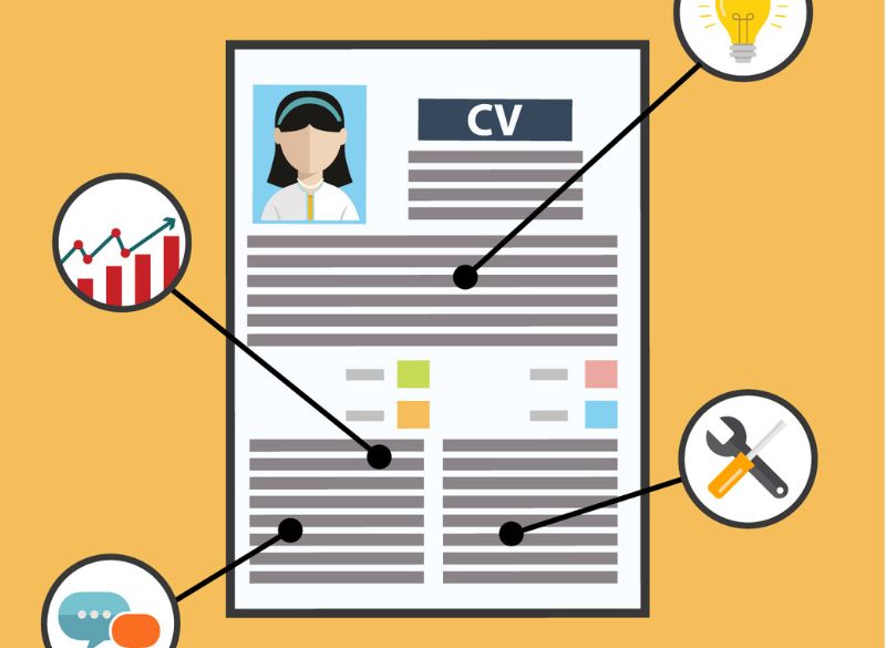 schéma structure complète d'un CV professionnel avec toutes les sections expliquées